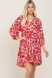 Red Floral Long Sleeve Dress