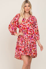 Red Floral Long Sleeve Maternity Dress