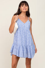 Light Blue Print Tiered Dress