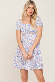 White Floral Short Sleeve Dress