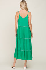 Green Scalloped Neck Tiered Maxi Dress