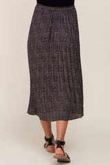 Black Animal Print Pleated Maternity Midi Skirt