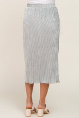 Silver Velvet Pleated Maternity Midi Skirt