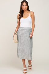 Silver Velvet Pleated Maternity Midi Skirt