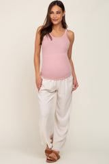 Pink Ribbed Maternity Tank Top