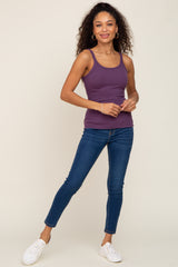 Purple Ribbed Tank Top