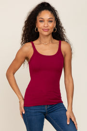 Burgundy Ribbed Tank Top