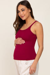 Burgundy Ribbed Maternity Tank Top