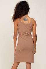 Mocha Sleeveless Ribbed Dress