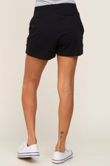 Black Overlap Waist Shorts