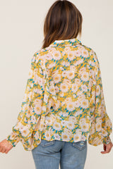 Yellow Floral Button Up Blouse