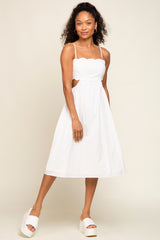 Ivory Scalloped Side Cutout Dress