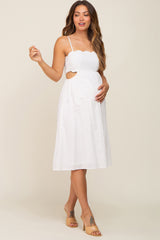 Ivory Scalloped Side Cutout Maternity Dress