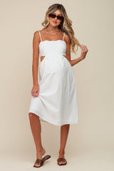 Ivory Scalloped Side Cutout Maternity Dress