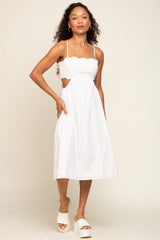 Ivory Scalloped Side Cutout Maternity Dress