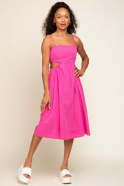 Fuchsia Scalloped Side Cutout Dress