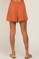 Rust Crochet Tassel Accent Shorts