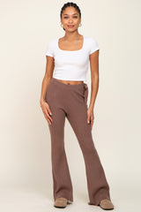 Mocha Side Tie Flare Knit Pants