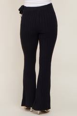 Black Side Tie Flare Knit Maternity Pants