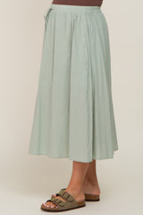 Sage Linen Maternity Midi Skirt