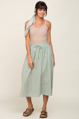 Sage Linen Maternity Midi Skirt