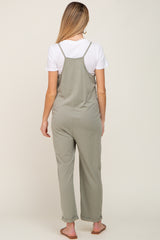 Sage Front Pocket Maternity Jumpsuit