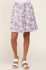 Lavender Floral Tiered Mini Skirt