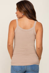 Taupe Ribbed Maternity Tank Top