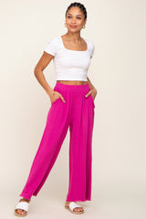 Fuchsia Fringe Hem Linen Maternity Pants