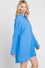 Blue Jacquard Button Down Romper