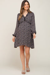 Black Ditsy Floral Long Sleeve Maternity Dress