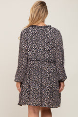 Black Ditsy Floral Long Sleeve Maternity Plus Dress