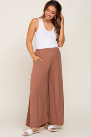 Camel Wide Leg Lightweight Maternity Pants