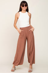 Camel Wide Leg Lightweight Pants