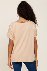 Taupe V-Neck Dolman Sleeve Top