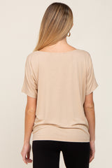 Taupe V-Neck Maternity Dolman Sleeve Top