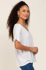 Light Grey V-Neck Dolman Sleeve Top