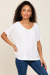 Ivory V-Neck Maternity Dolman Sleeve Top