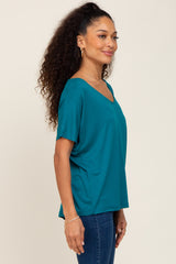 Teal V-Neck Dolman Sleeve Top