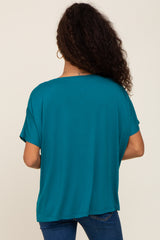 Teal V-Neck Dolman Sleeve Top