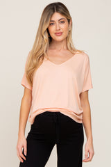 Peach V-Neck Maternity Dolman Sleeve Top