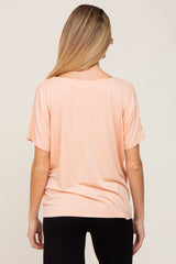 Peach V-Neck Maternity Dolman Sleeve Top