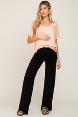 Peach V-Neck Maternity Dolman Sleeve Top