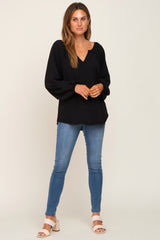 Black Long Puff Sleeve Blouse