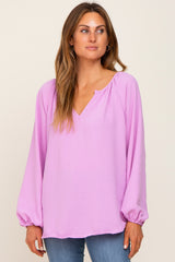 Lavender Long Puff Sleeve Maternity Blouse