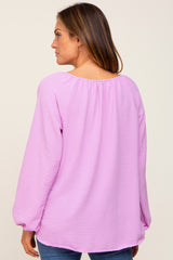 Lavender Long Puff Sleeve Blouse