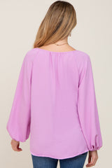 Lavender Long Puff Sleeve Maternity Blouse