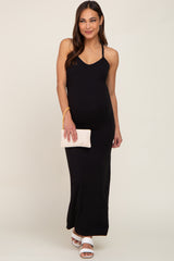 Black Racerback Maternity Maxi Dress