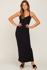 Black Racerback Maternity Maxi Dress