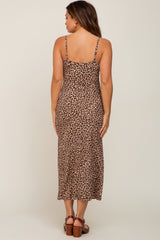 Black Animal Print Sleeveless Maternity Maxi